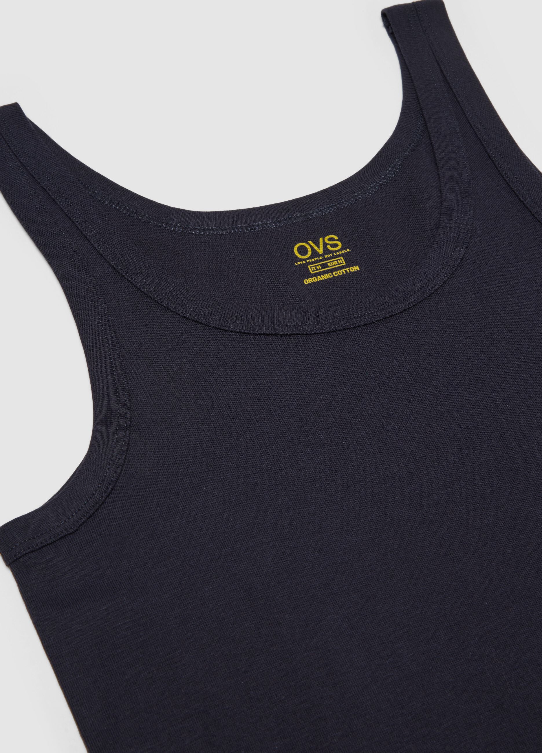 Blue pure cotton tank top regular fit