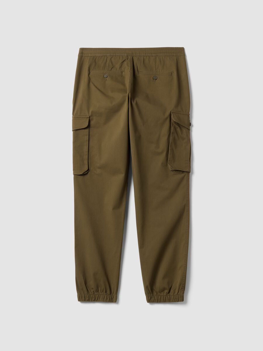 Green regular-fit stretch cotton cargo trousers_2