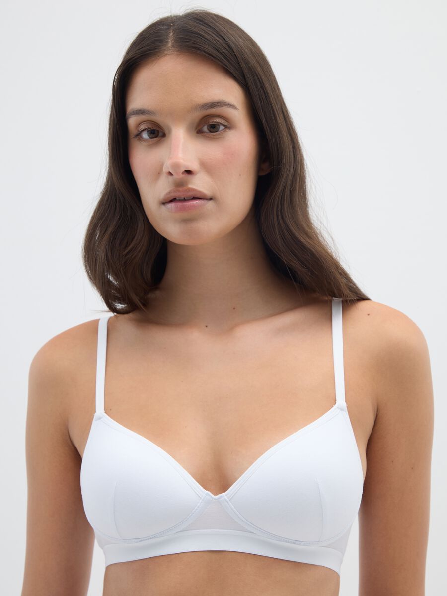 Women's White Stretch Cotton Bra_0