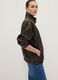 Brown biker jacket over fit with zip and buttons_0