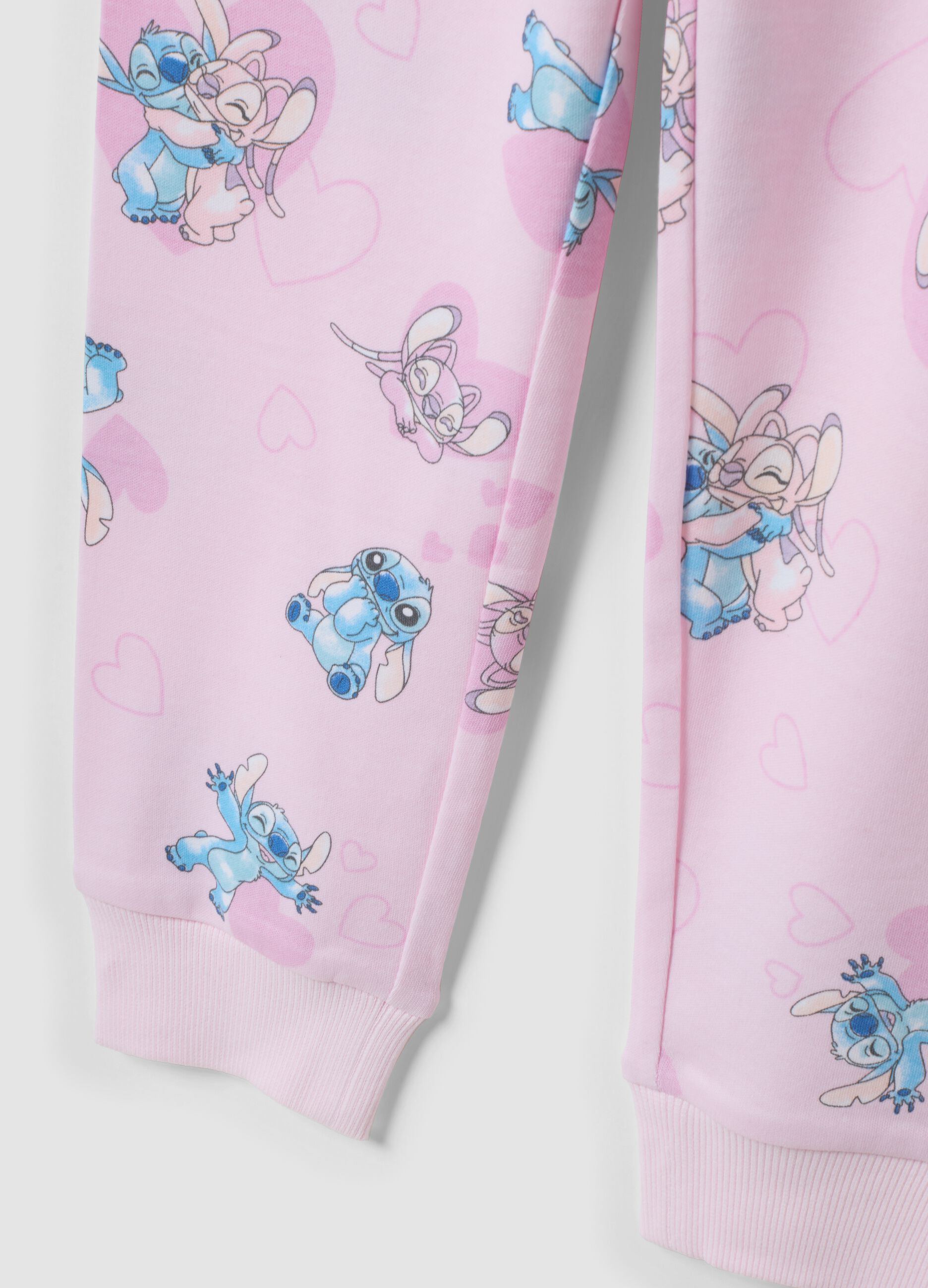 White and pink organic cotton pyjamas with Stitch print