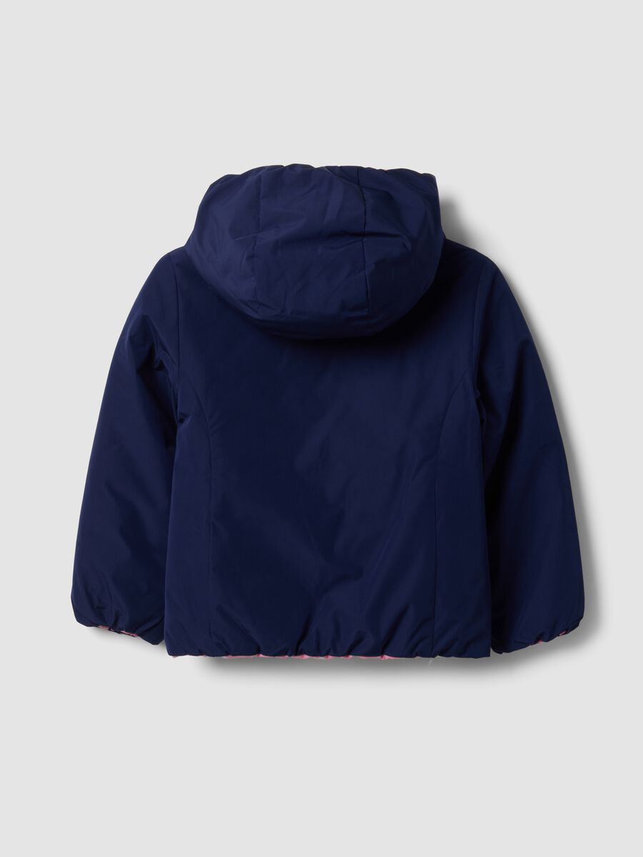 Reversible blue padded ultralight hooded jacket for girls_3