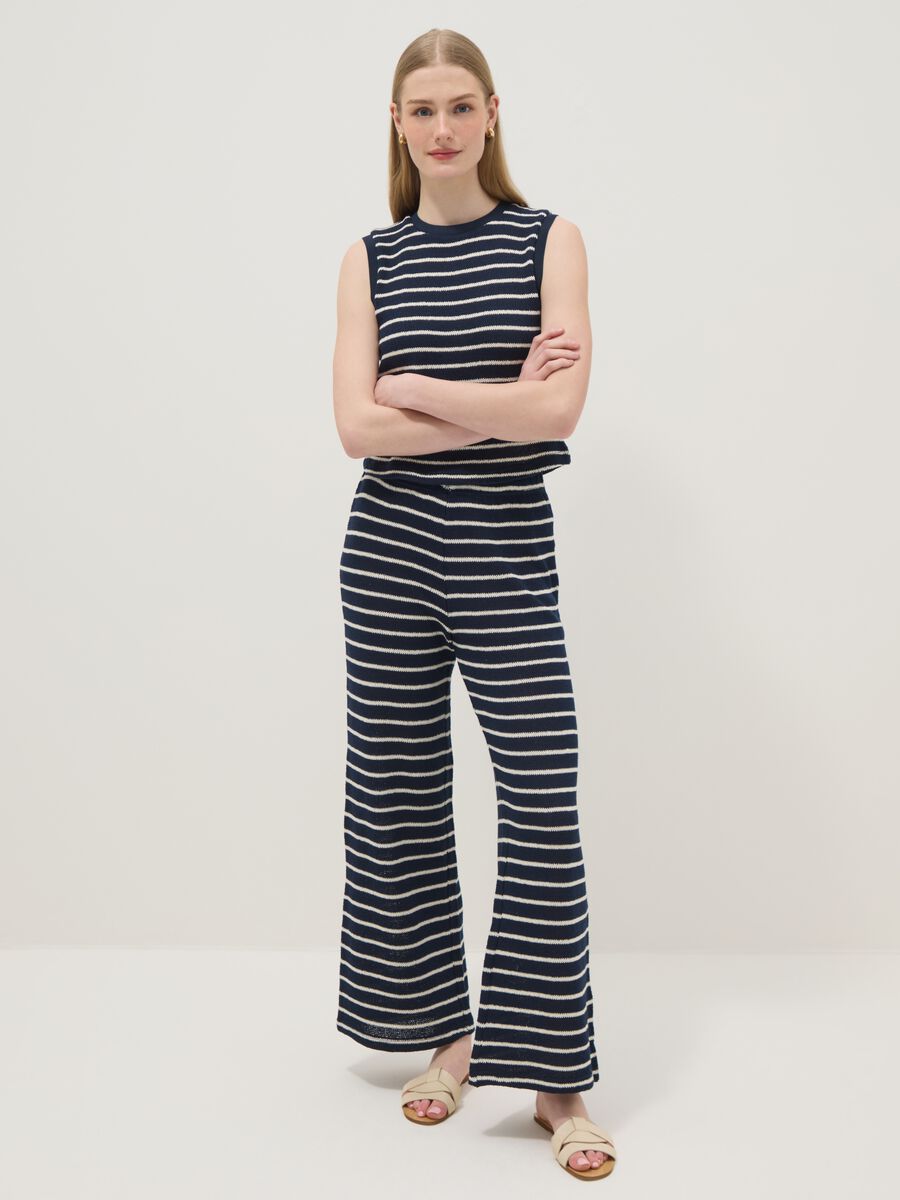 Regular-fit blue and white striped cotton-blend waistcoat_2
