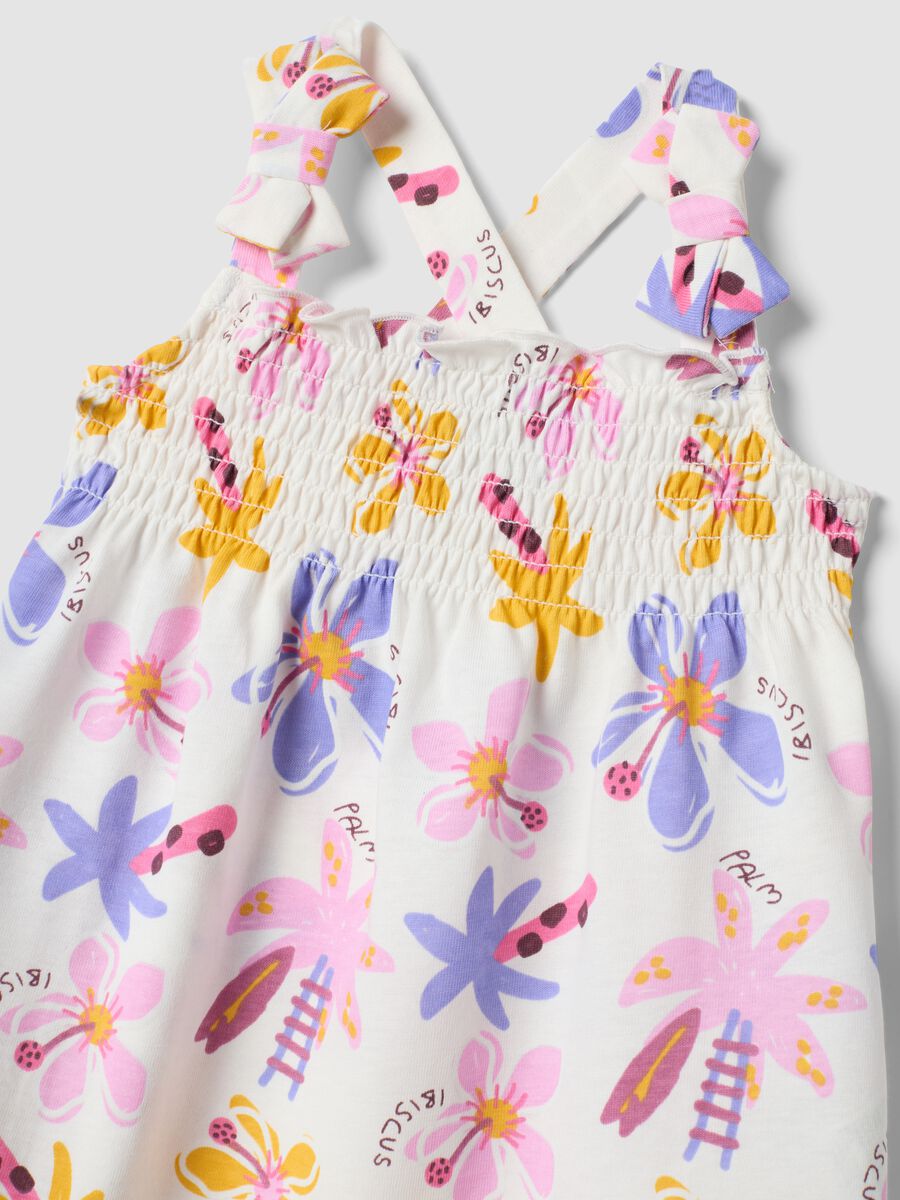 White pure cotton dress with floral print for baby girl_2