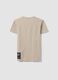 Beige pure cotton T-shirt with front print, regular fit for boys_2
