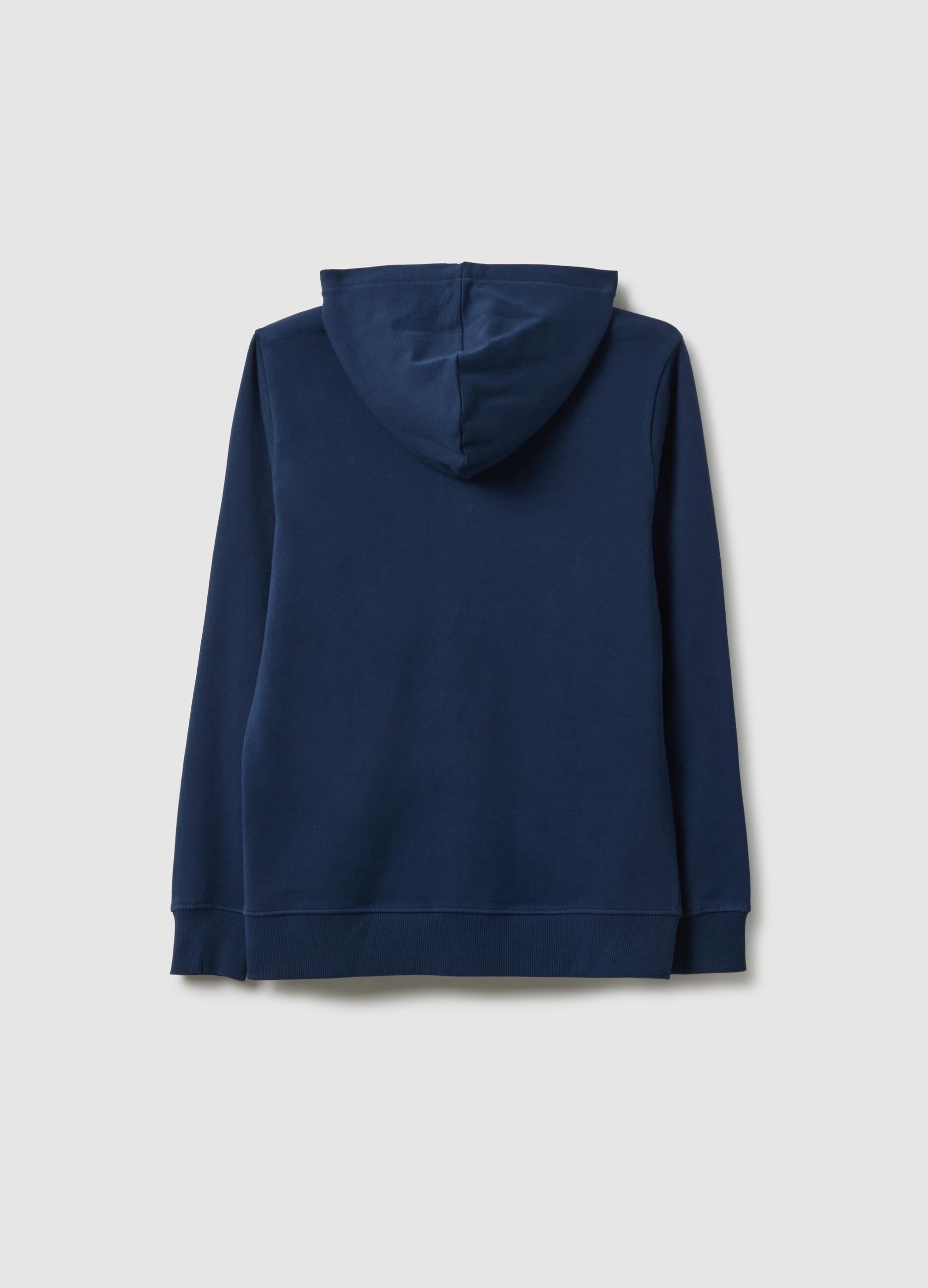 Blue regular fit cotton hoodie for boys