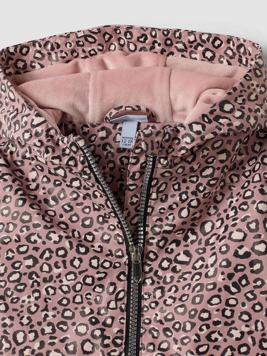 Pink padded hooded animal print jacket for girls_2
