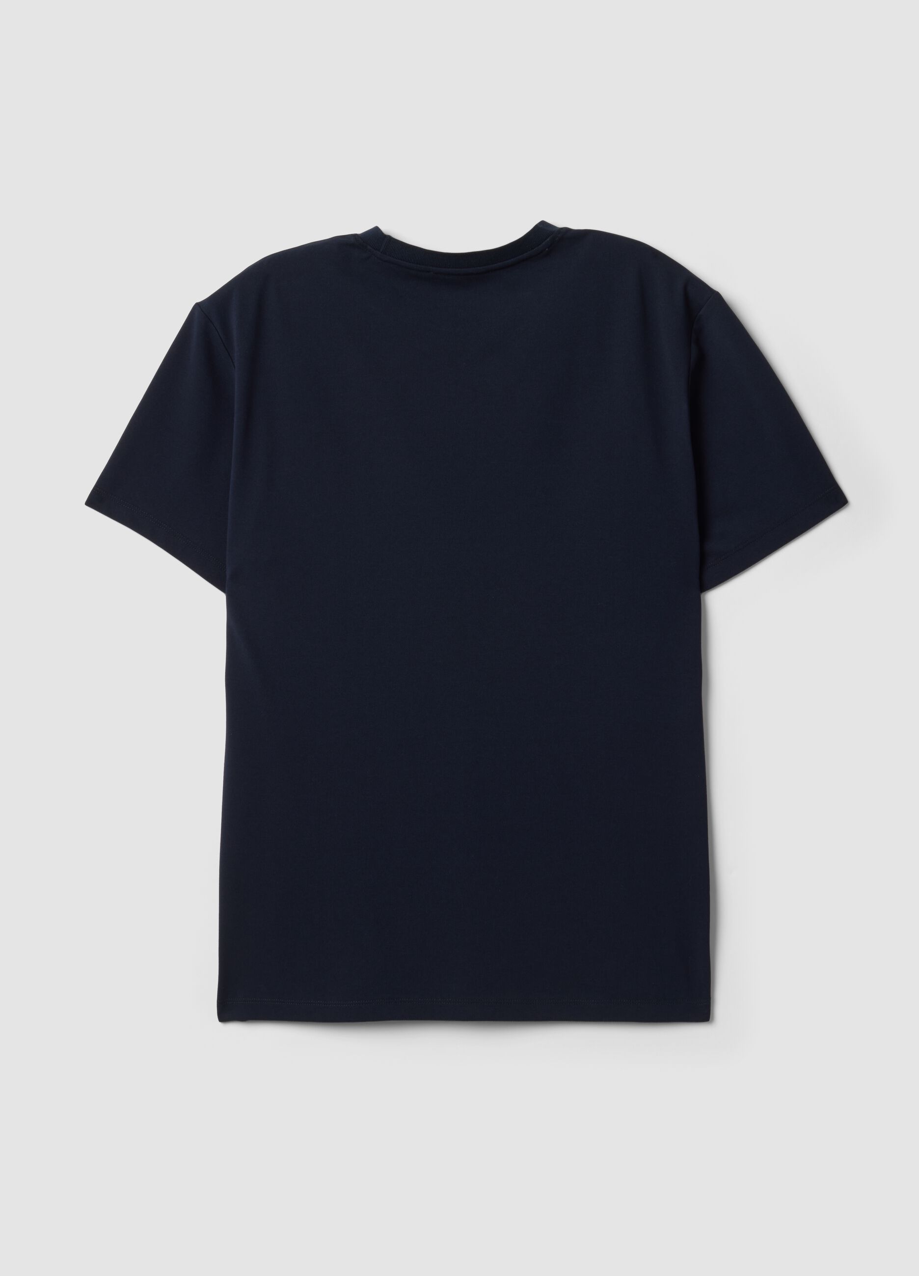 Blue regular-fit stretch piqu&eacute; cotton-blend T-shirt with Easy Dry