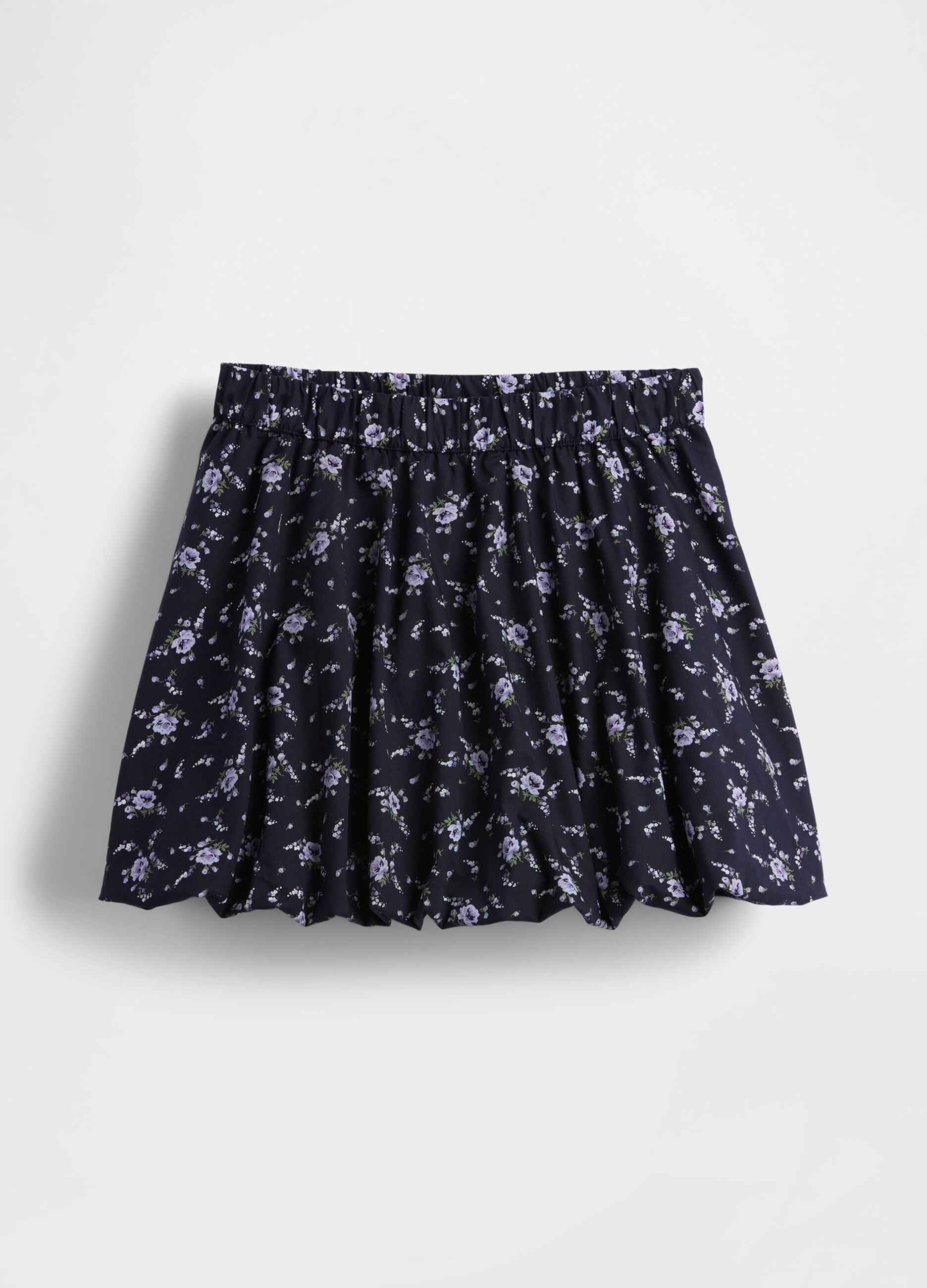Blue cotton skirt with flowers