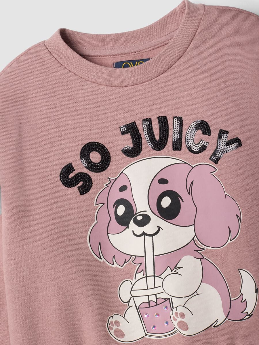 Pink cotton-blend tracksuit with ribbed collar_2