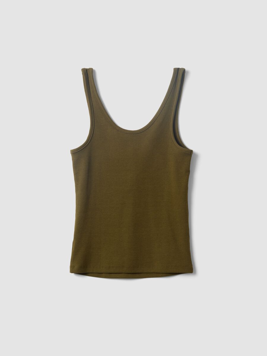 Tank top verde in cotone elasticizzato con bottoni regular fit_5
