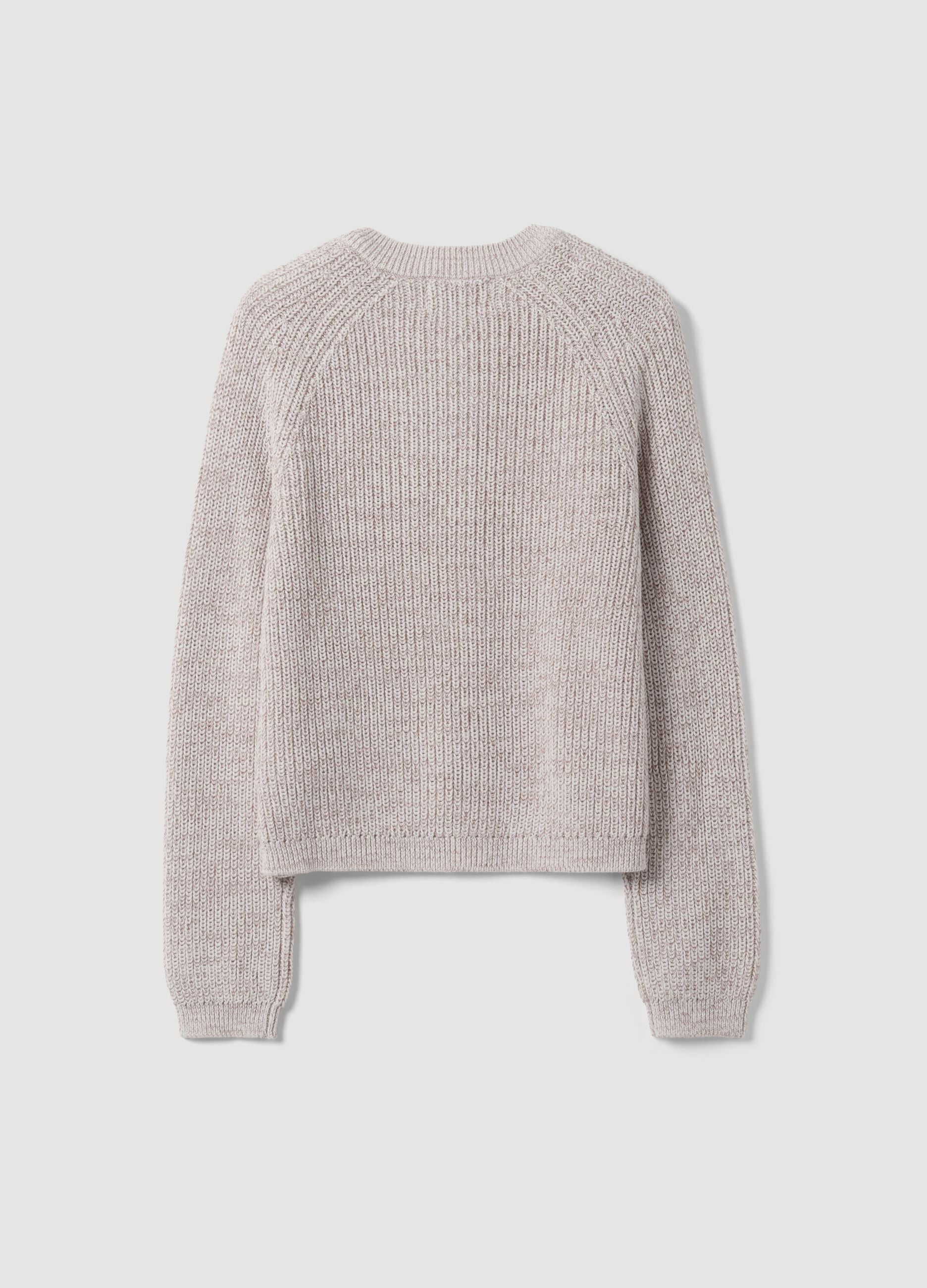 White pure cotton knitted cardigan, regular fit
