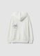 White oversized hoodie in pure cotton with Stitch print for girls_1