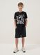 Black pure cotton shorts with elasticated waist_0