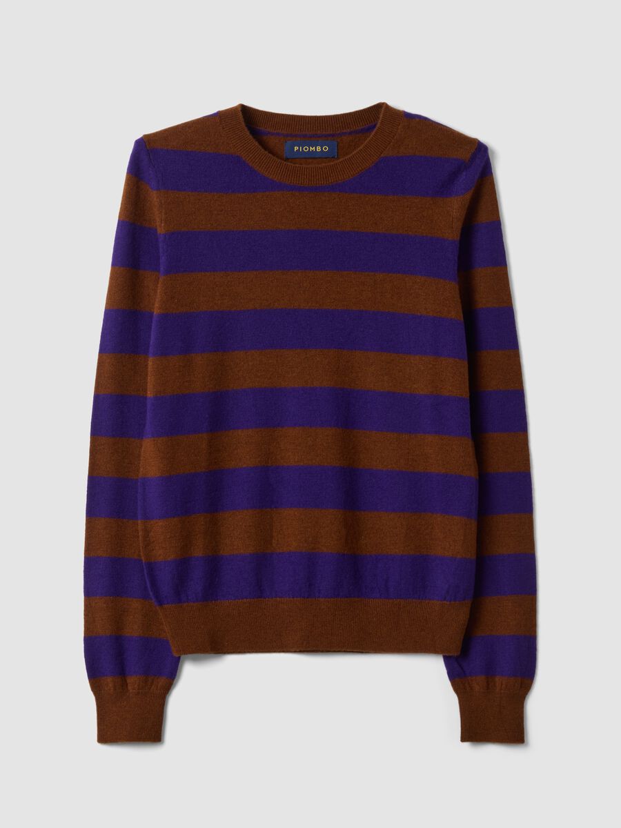 Purple pure wool striped crew-neck jumper_0
