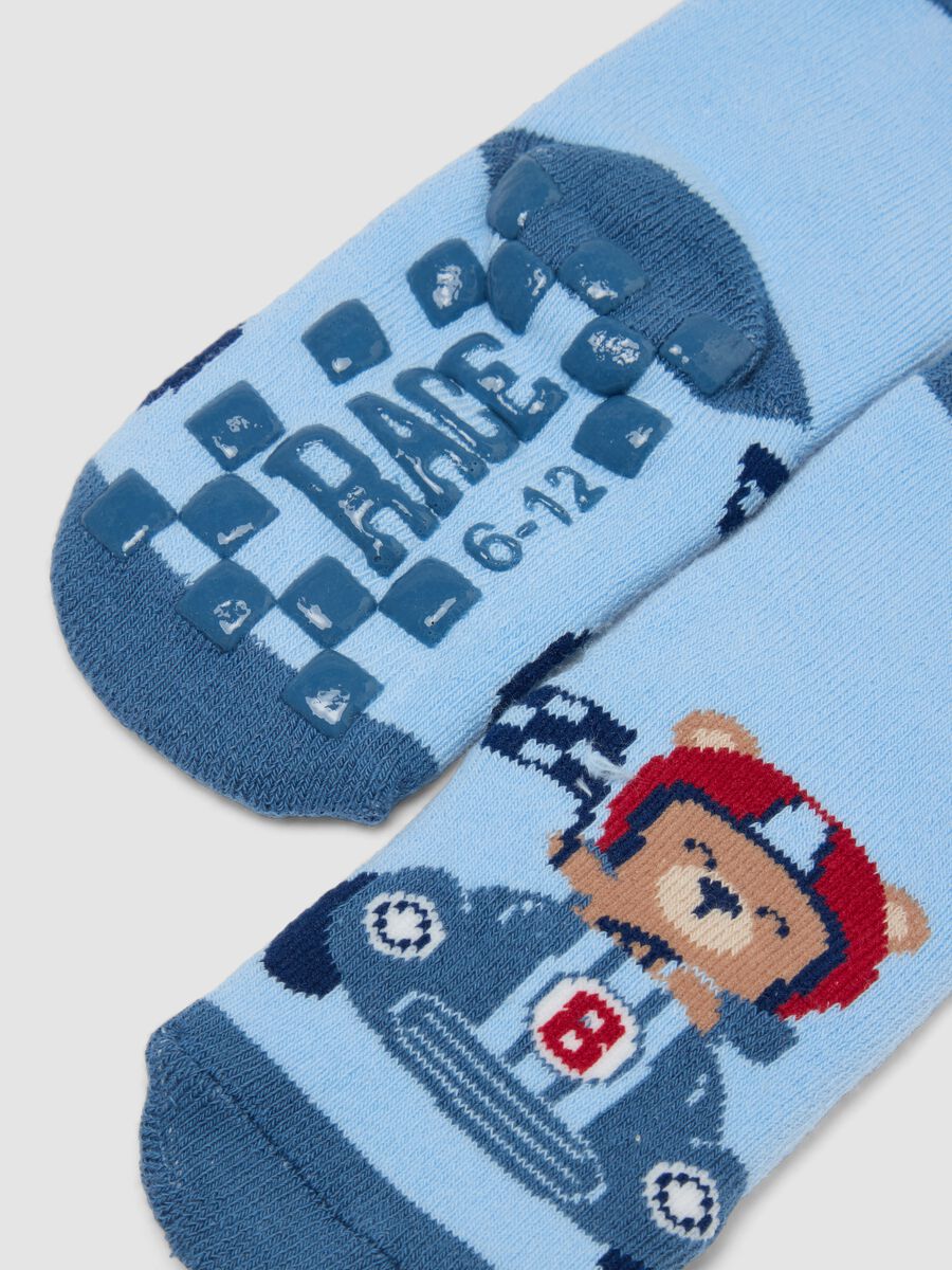 2-pack of blue anti-slip organic cotton blend socks for baby_2