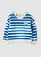 Blue and White Striped Pure Cotton Oversized Sweatshirt for Baby Boy_0