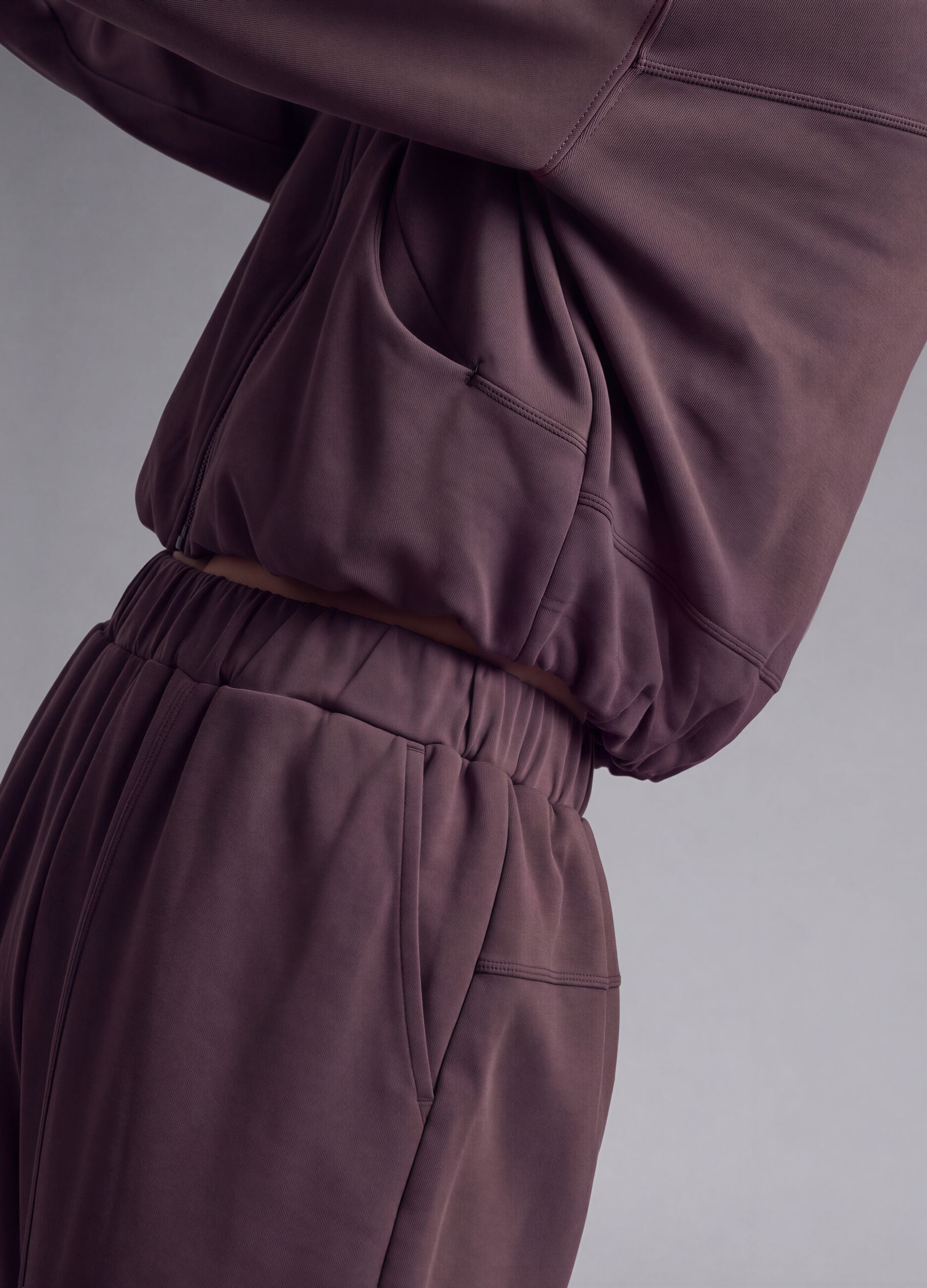 Cropped purple full-zip soft-touch jacket with stand-up collar ALTAVIA STUDIO
