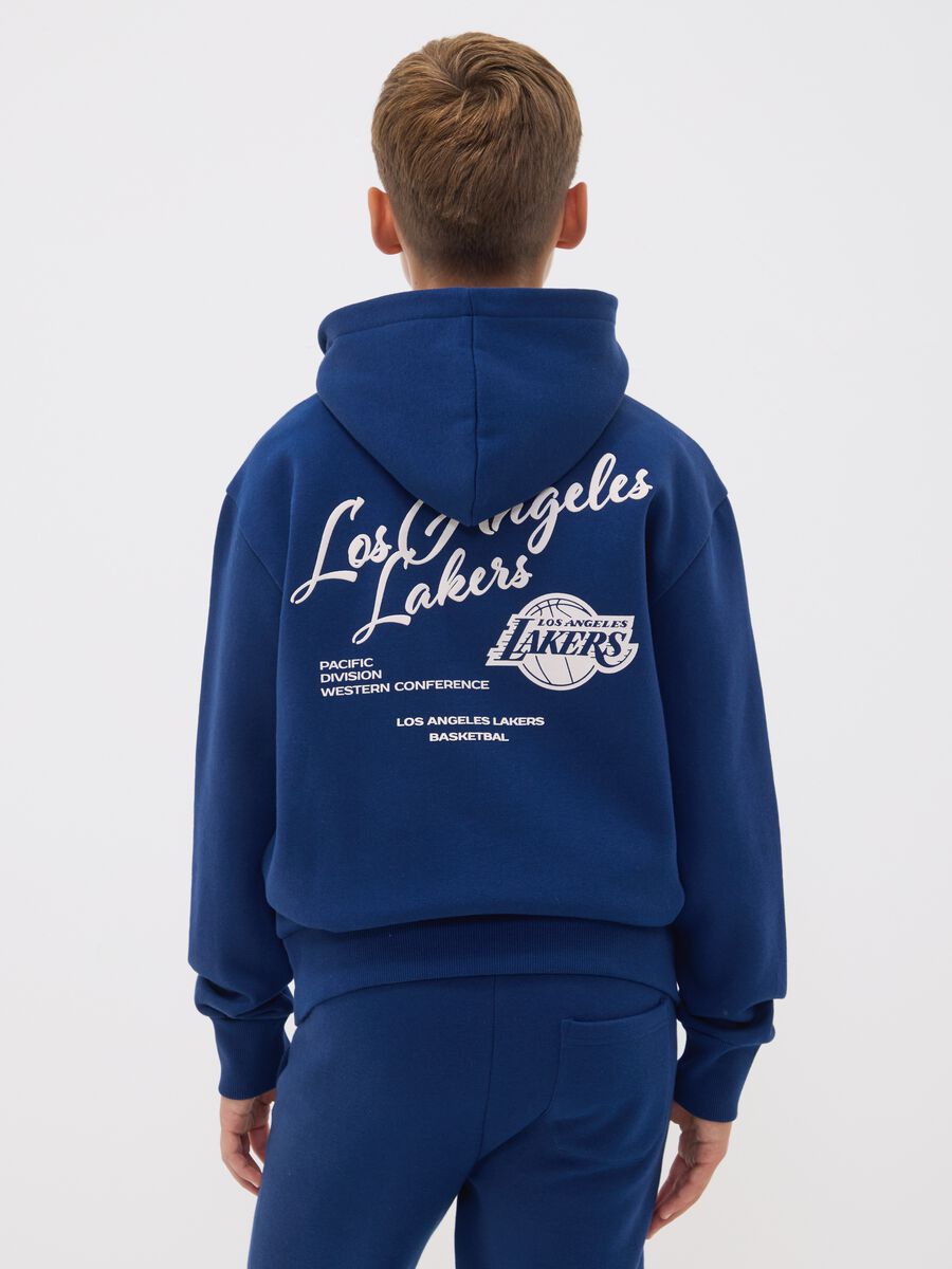 Blue cotton-blend hoodie with Lakers print for boys_2