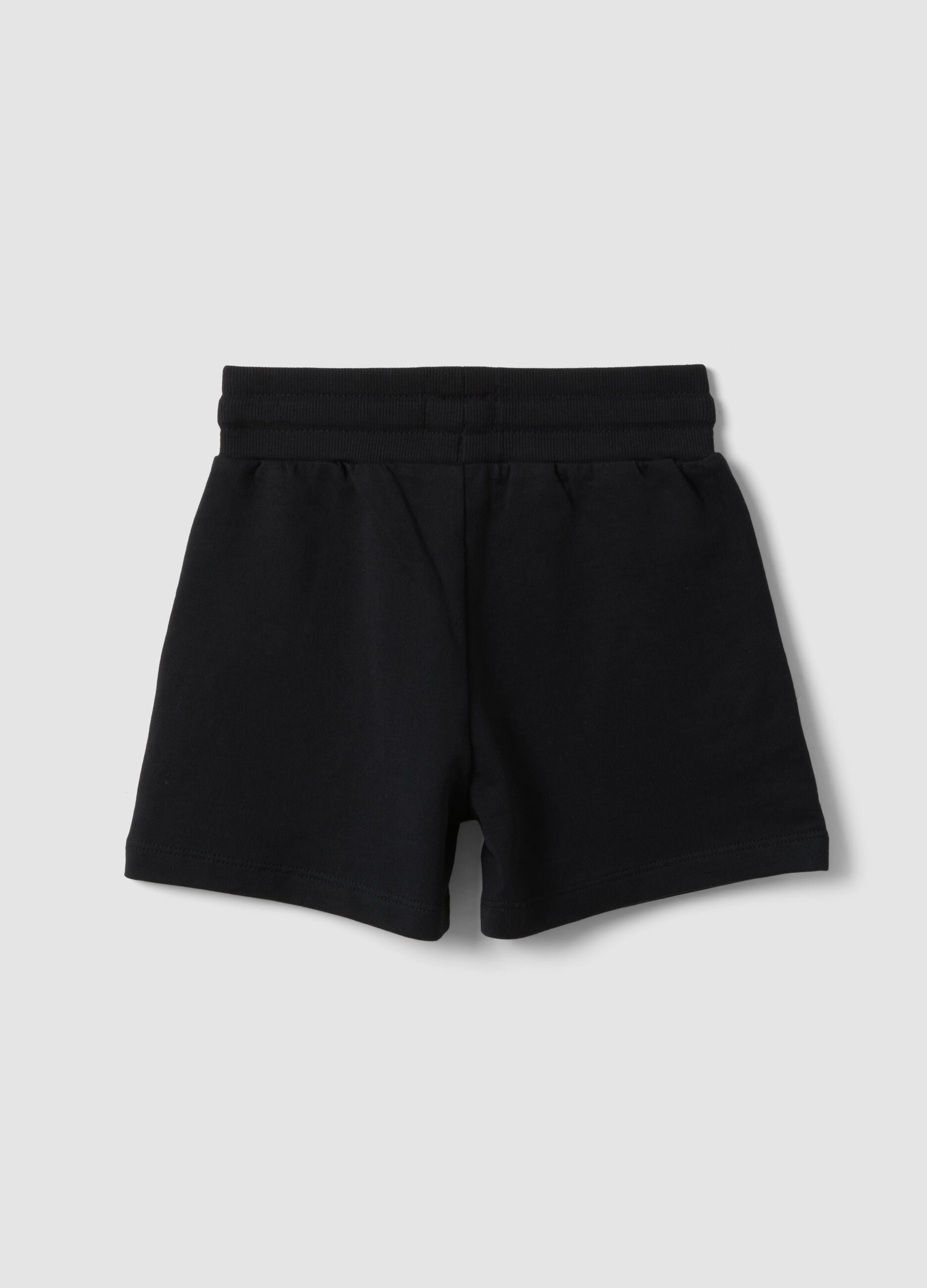 Blue regular-fit pure cotton shorts with elasticated waist for girls