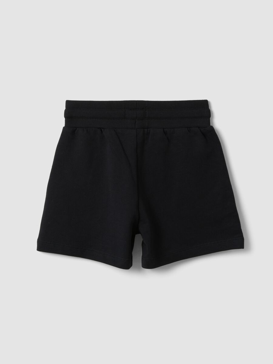Blue regular-fit pure cotton shorts with elasticated waist for girls_1