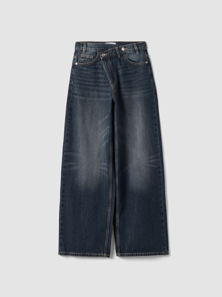 Grey pure cotton denim skater-fit jeans_0