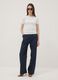Blue pure cotton wide-leg denim trousers with drawstring_0