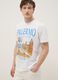White pure cotton T-shirt with front print, regular fit_0