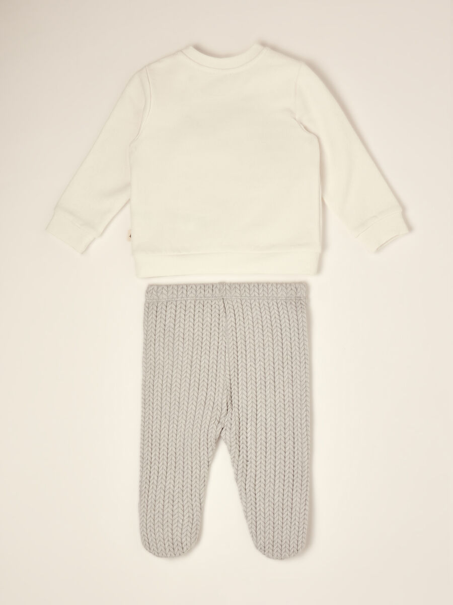 White stretch cotton baby set with footed leggings and panda print_1