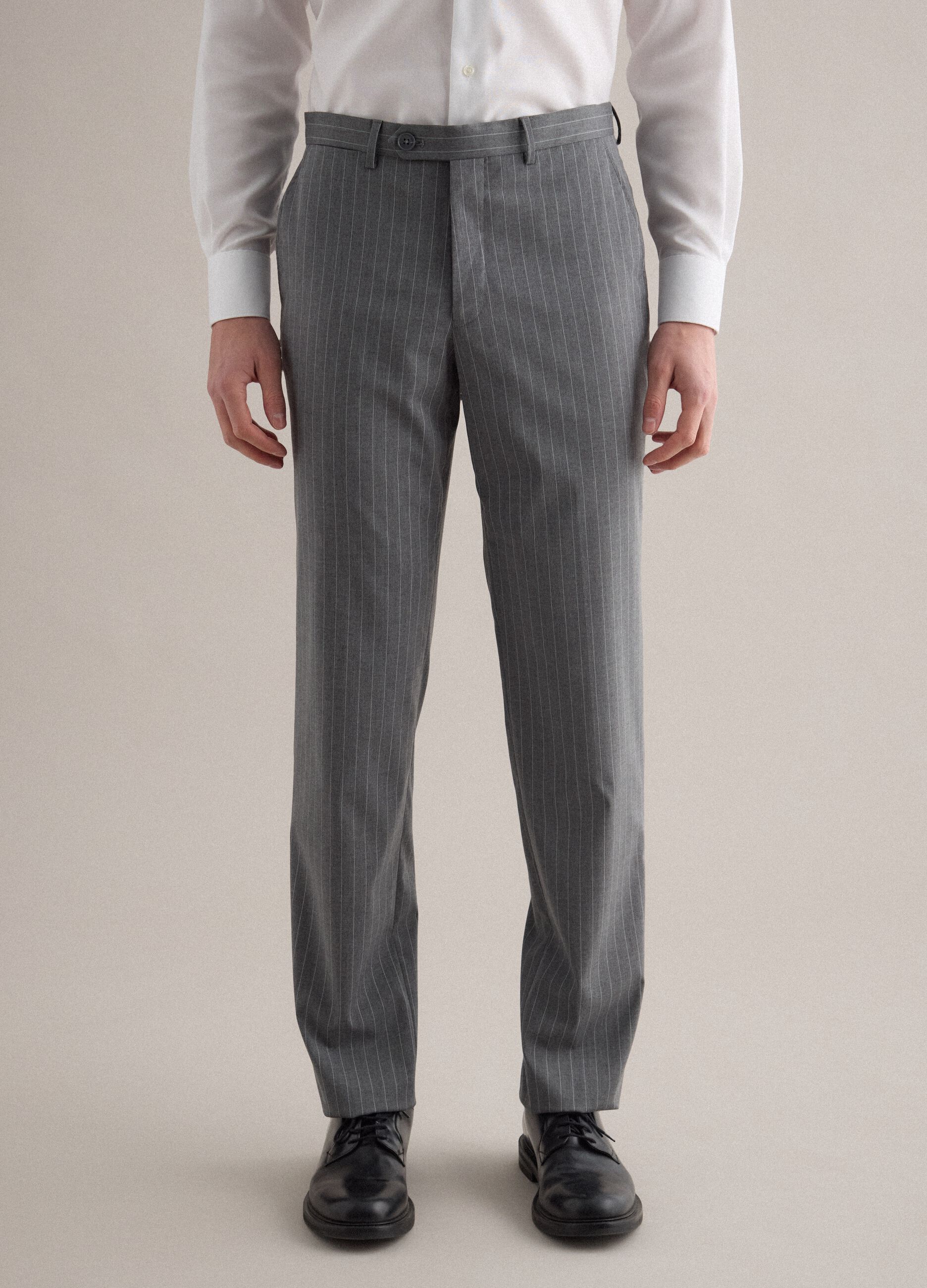 Grey Pinstripe Regular Fit Suit