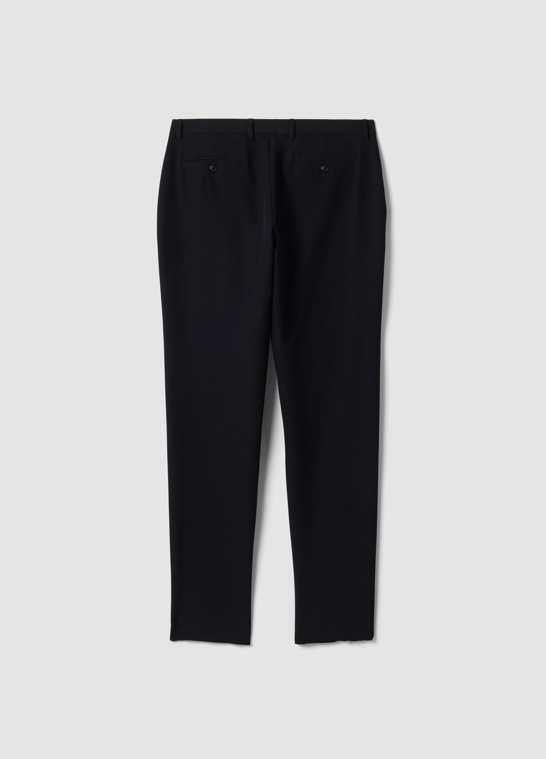 Black slim-fit formal trousers in stretch viscose