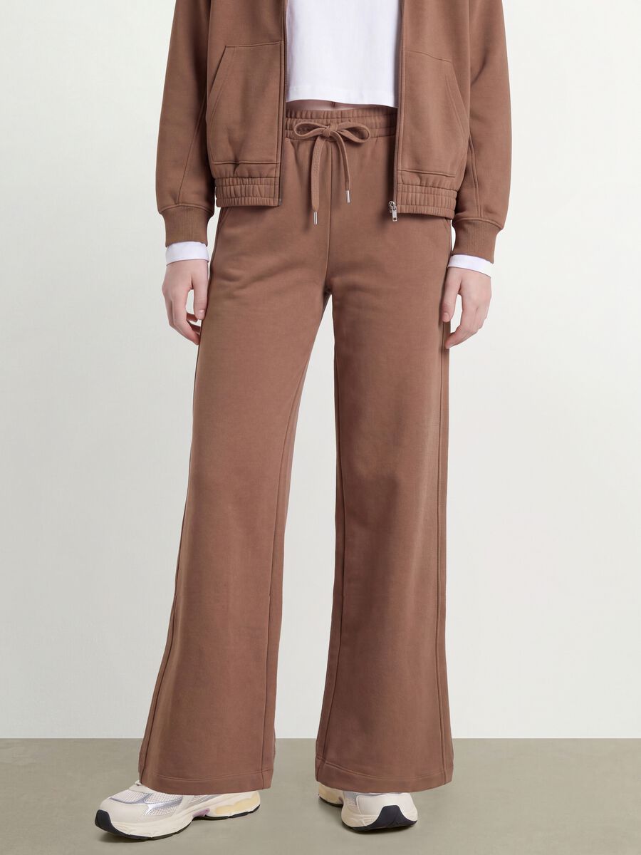 Pantaloni marroni culotte in puro cotone organico per ragazza_1