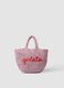 Pink beach bag in pure paper-fabric_0