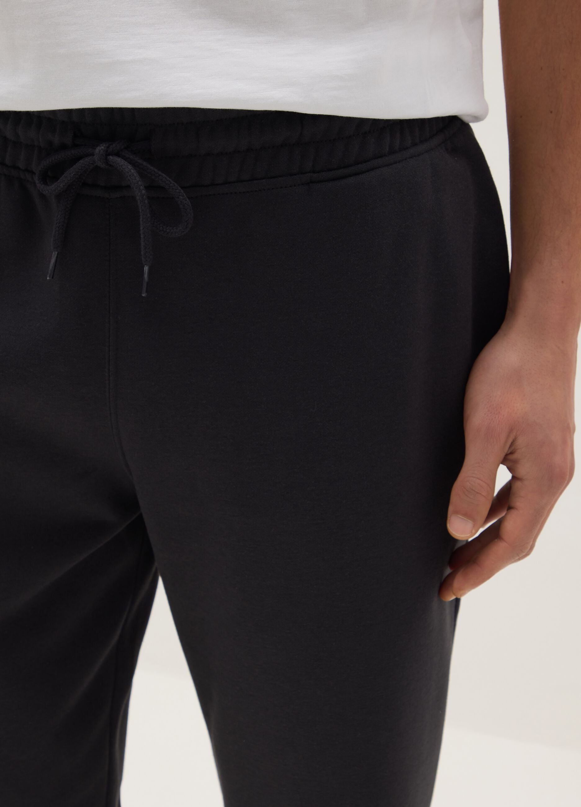 Black Regular Fit Cotton Blend Joggers