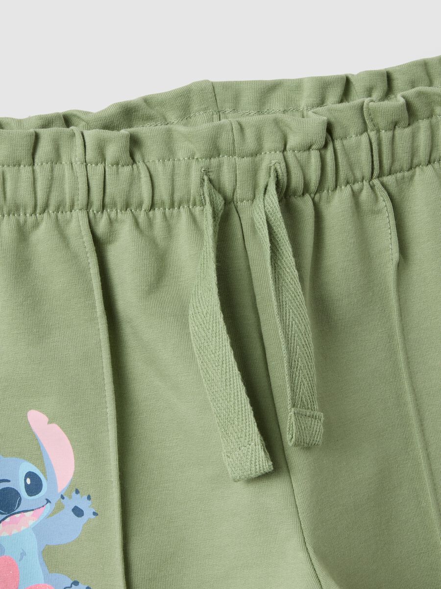 Green paper bag trousers for girls in stretchy cotton regular fit_2