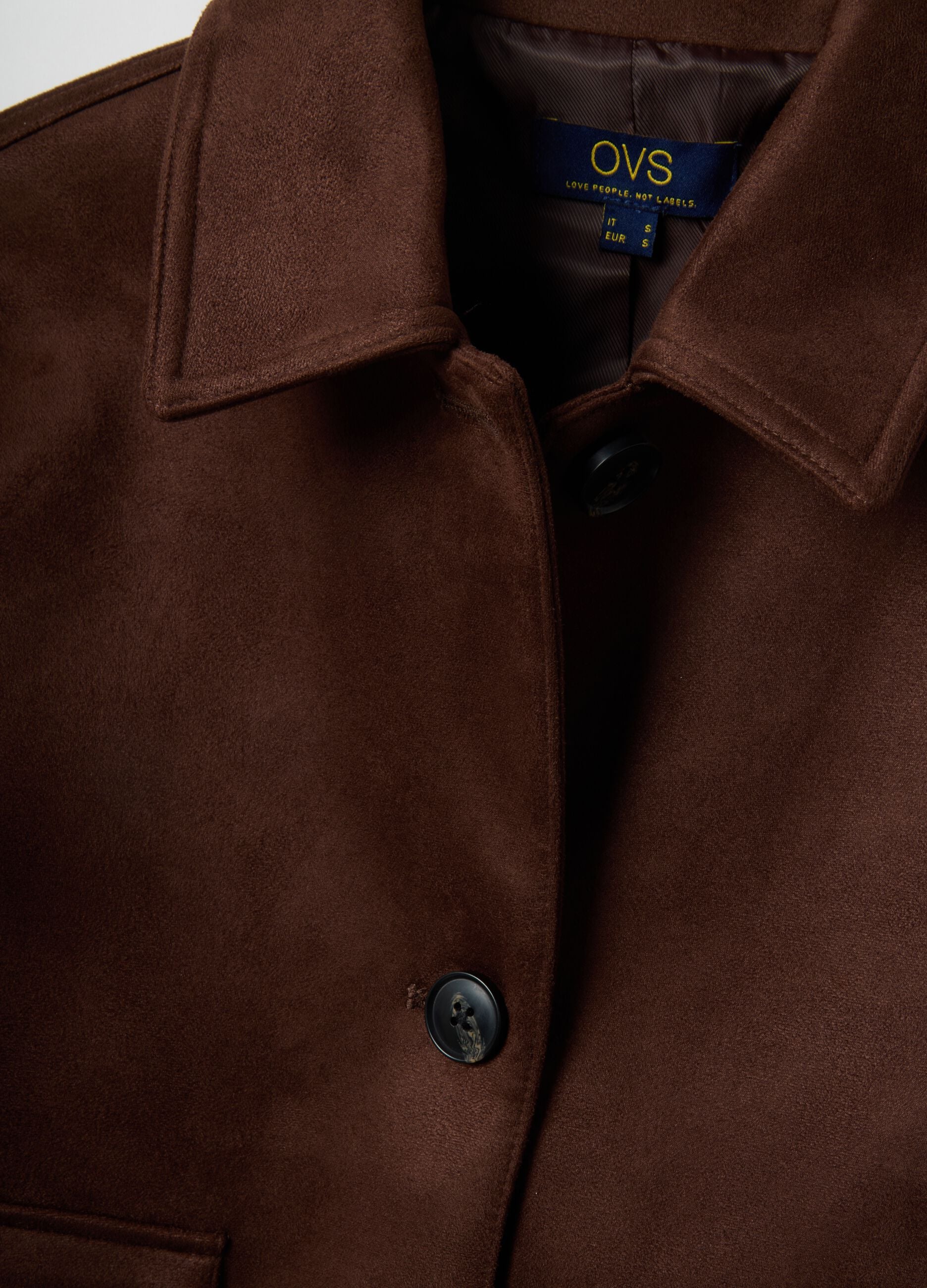 Brown regular fit jacket with buttons and pockets