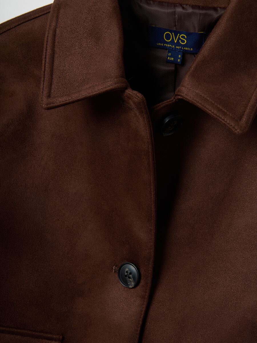 Brown regular fit jacket with buttons and pockets_5