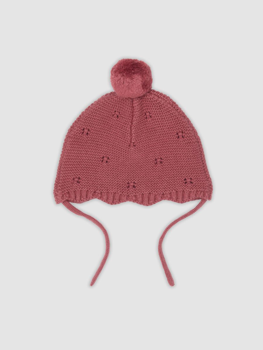 Pink pure organic cotton openwork jacquard hat_2