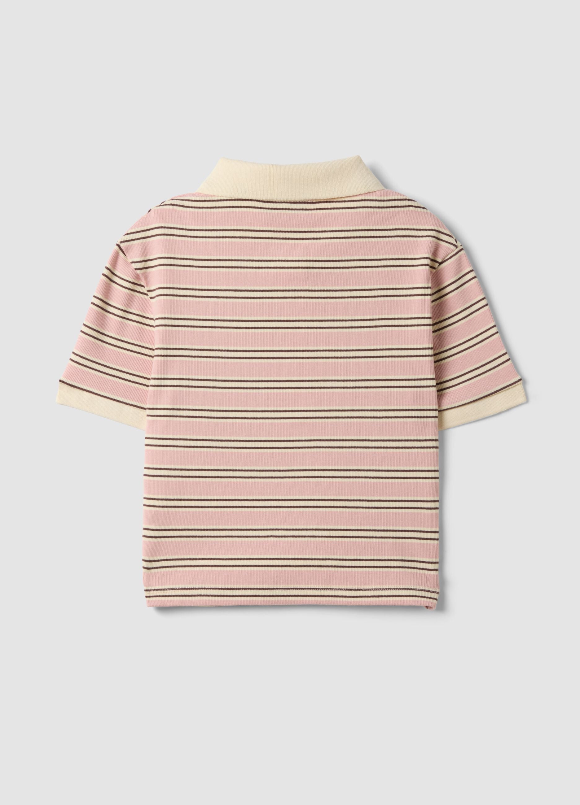 Pink striped cropped stretch-cotton polo, regular fit