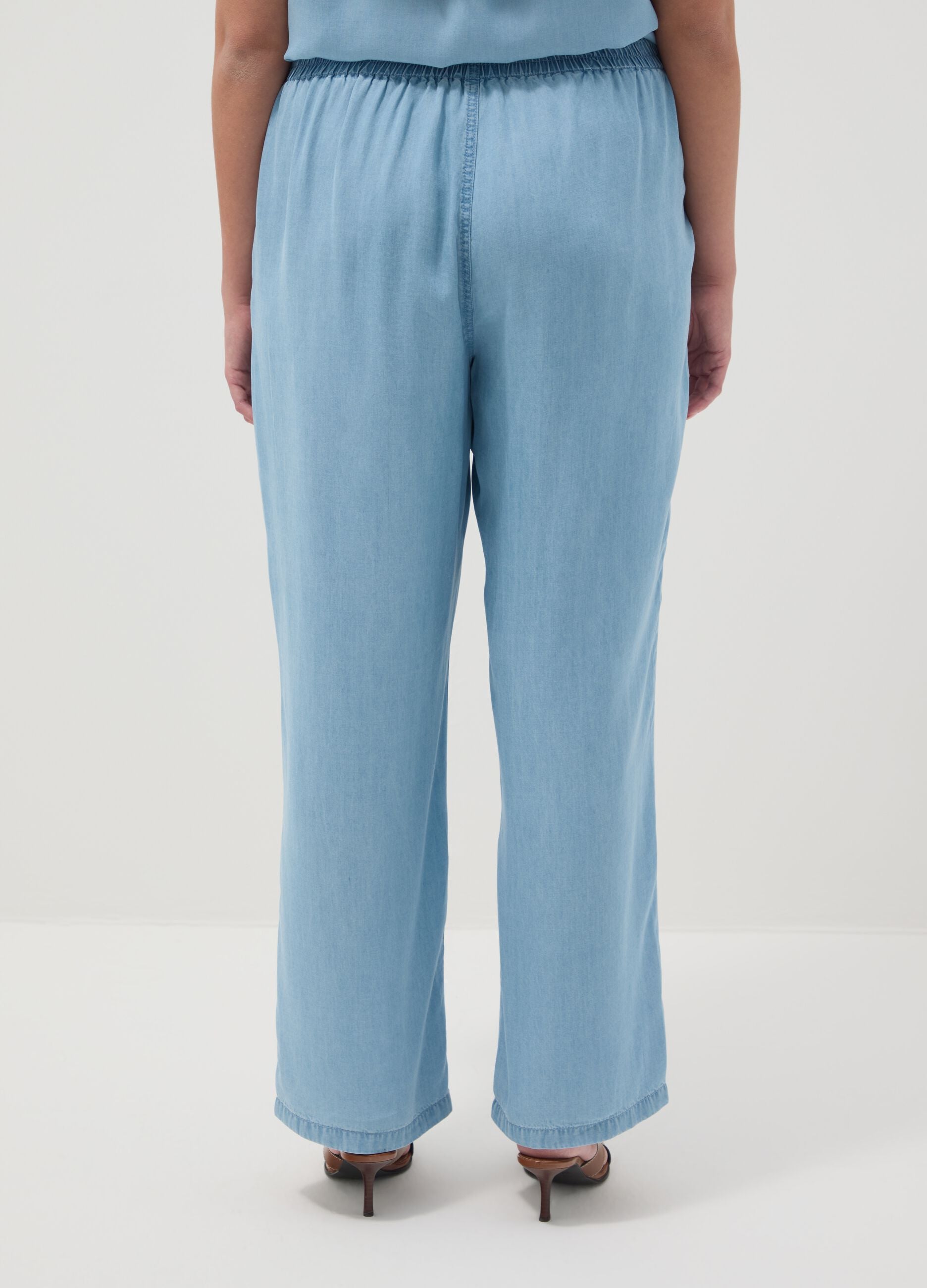 Pure Lyocell Blue Joggers Regular Fit