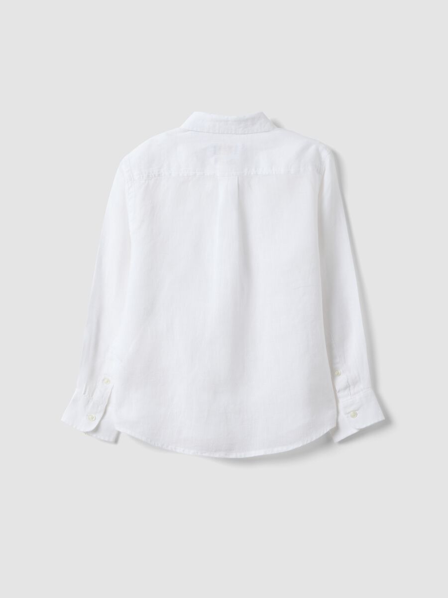 Kids&rsquo; White Pure Linen Oversized Shirt_4