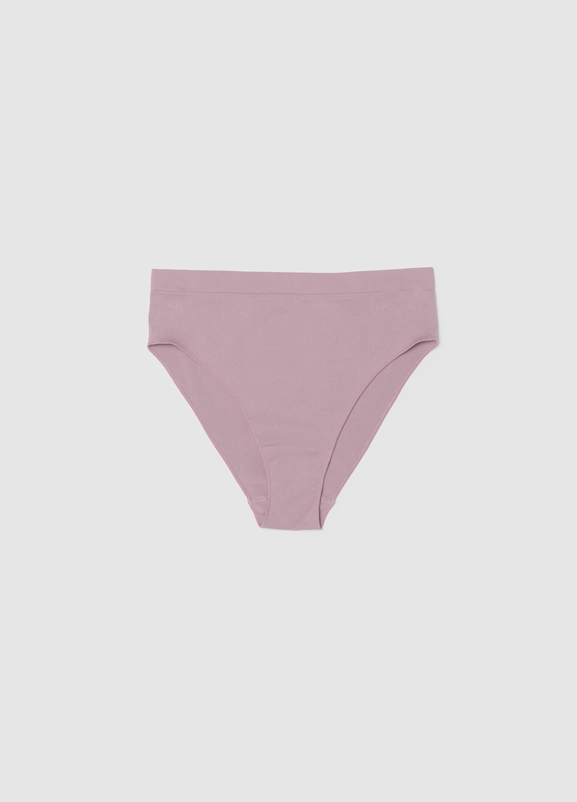 High-waisted pink stretchy fabric brief