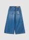 Blue pure cotton wide-leg denim jeans with Lilo & Stitch print for girls_1