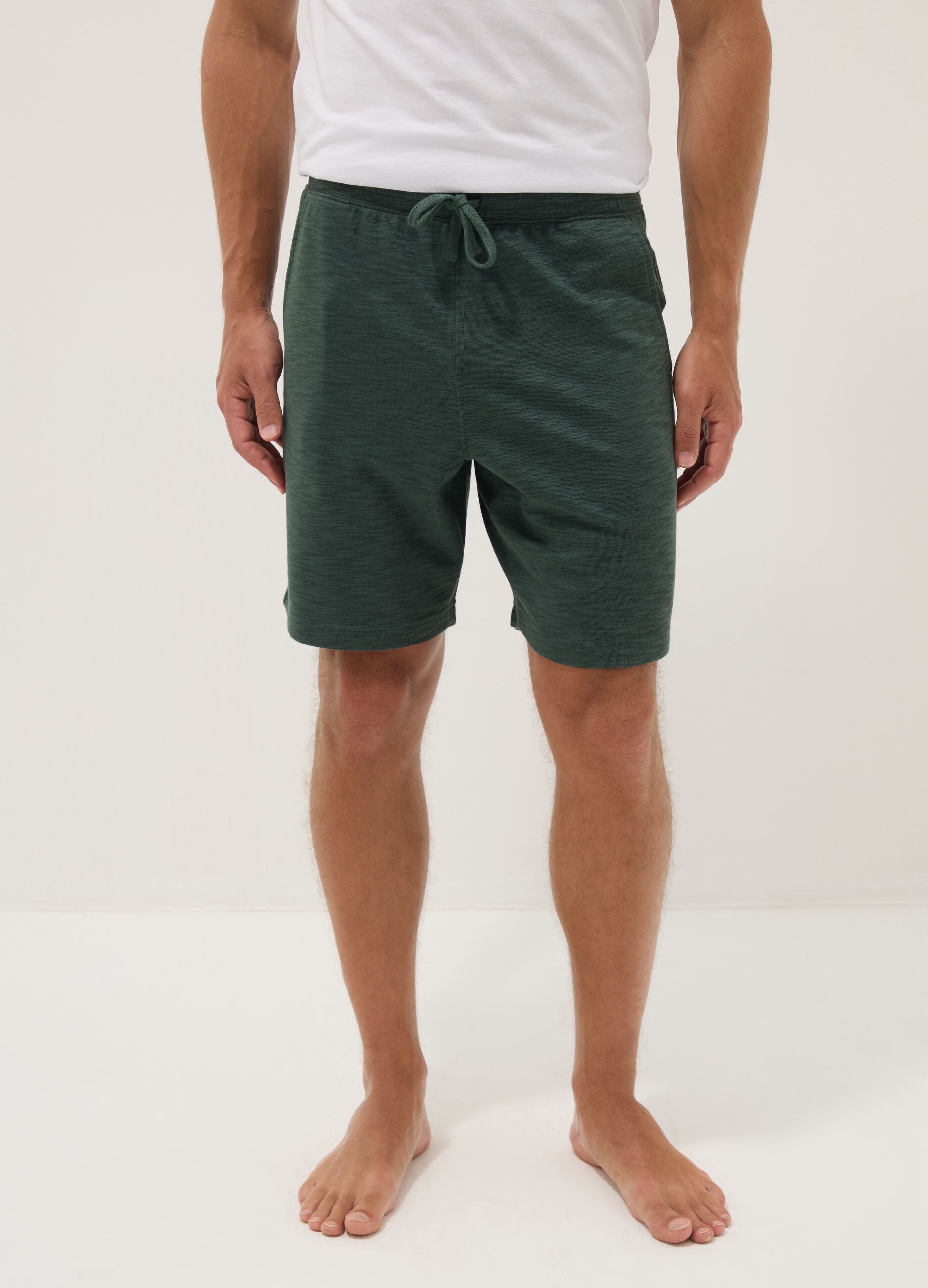 Green cotton-blend regular-fit pyjama shorts
