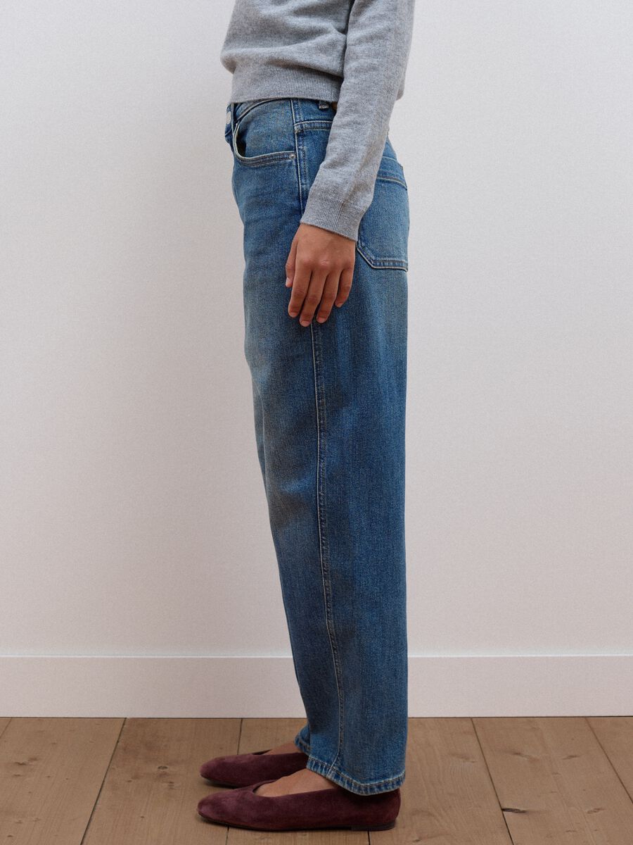 Jeans blu in cotone elasticizzato balloon fit_3