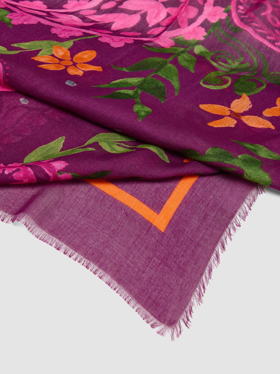 Purple pure viscose paisley-print scarf_2