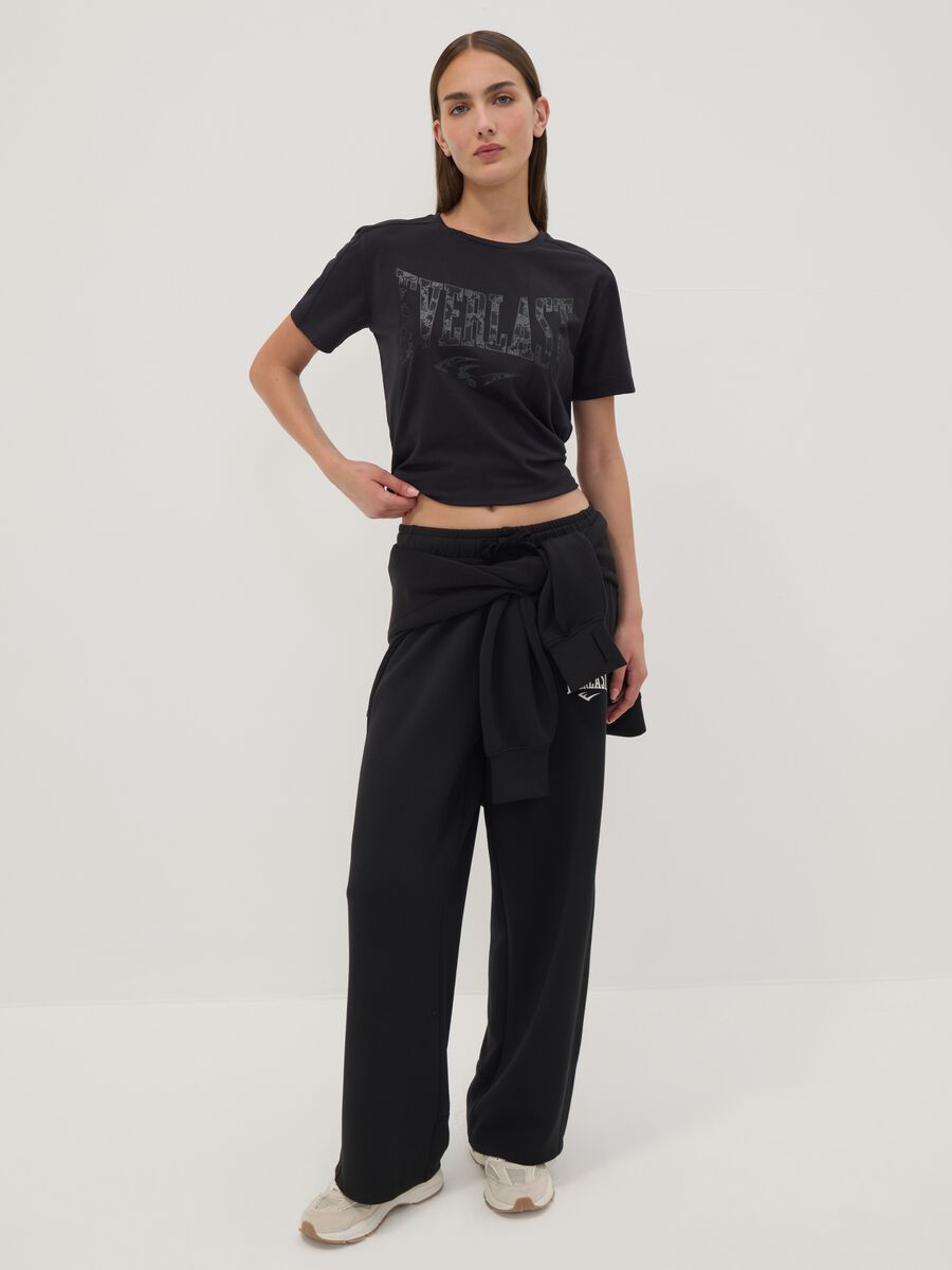 Black regular-fit stretch cotton jersey T-shirt with print_1