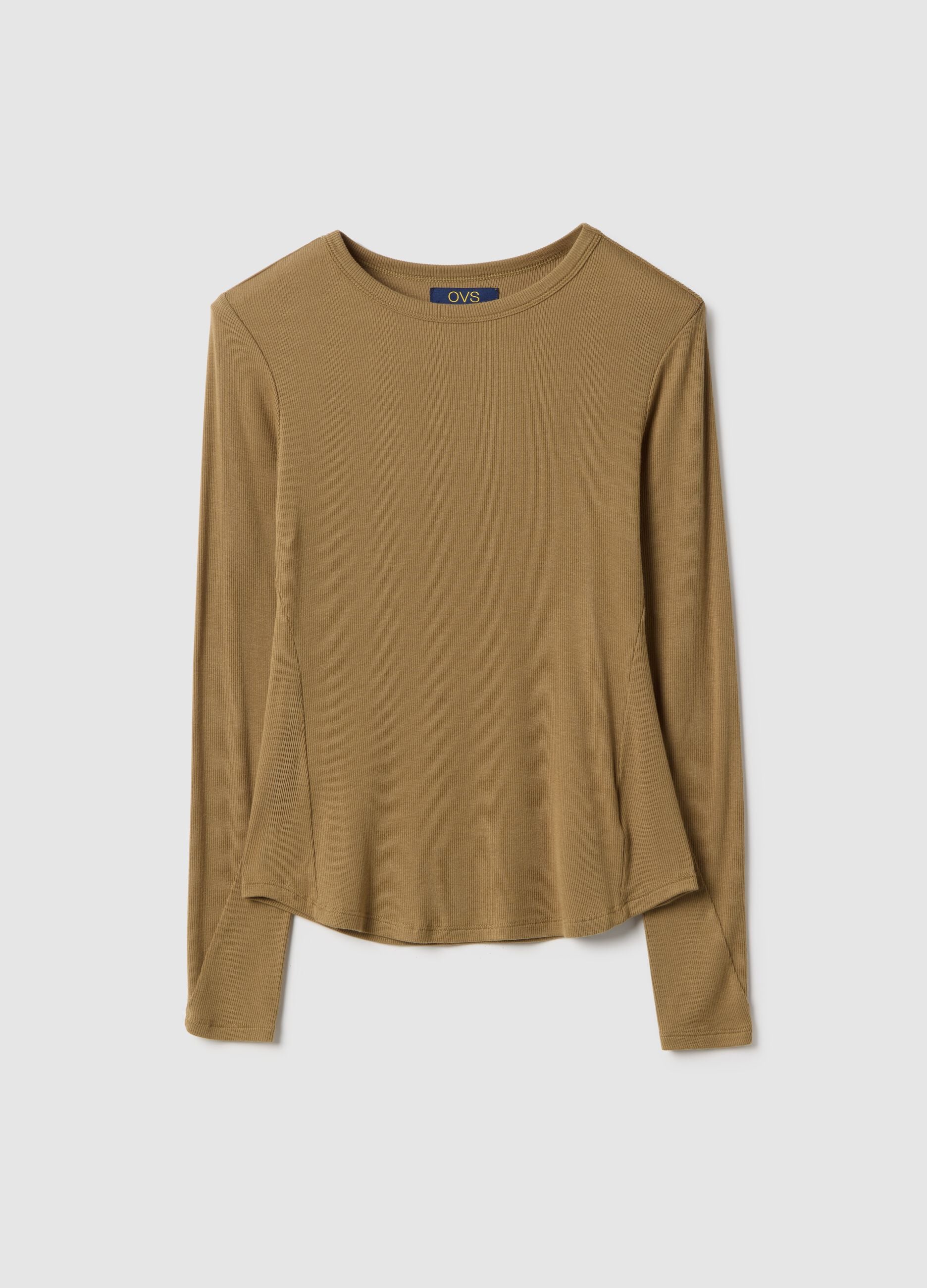 Beige Stretch Modal Regular Fit Top