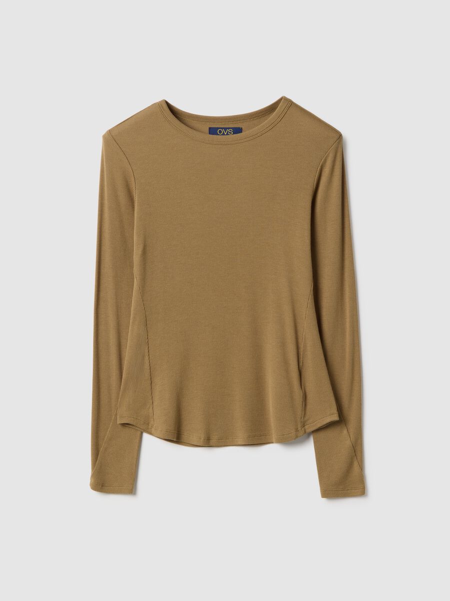 Beige Stretch Modal Regular Fit Top_4