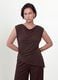 Brown stretch viscose T-shirt with draped neckline_2